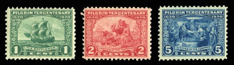 United States, 1910-30 #548-550 Cat$91.50, 1920 Pilgrim Tercentenary, set of ...