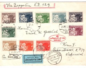ZEPPELIN *HINDENBURG* Cover AUSTRIA Air Mail Vienna 1936 Friedrichshafen KZ66