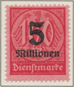 Germany Deutsches Reich Inflation Official Dienstmarke 5 Million on 100 Mk Mi...