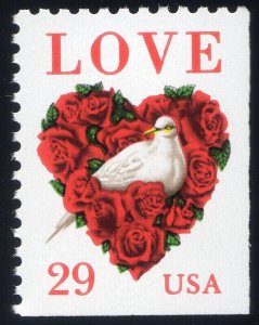 Scott #2814 Love Heart Dove Wreath Single Stamp - MNH