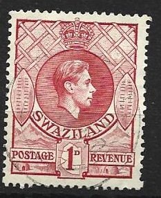 SWAZILAND, 1938 used 1p, George VI   Scott 28