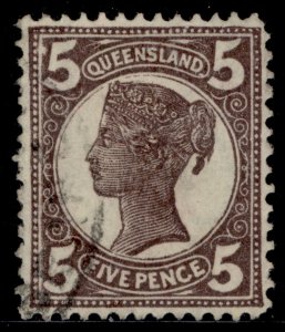 AUSTRALIA - Queensland QV SG246, 5d purple-brown, FINE USED.