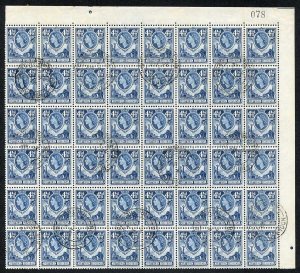 Northern Rhodesia SG67 4 1/2d Deep Blue Block of 48 cat 264++ pounds