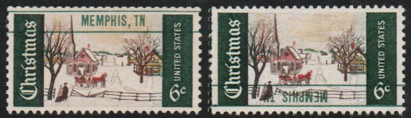 US #1384c INVERTED PRECANCEL and REGULAR SINGLE, VF mint never hinged, NEAT E...