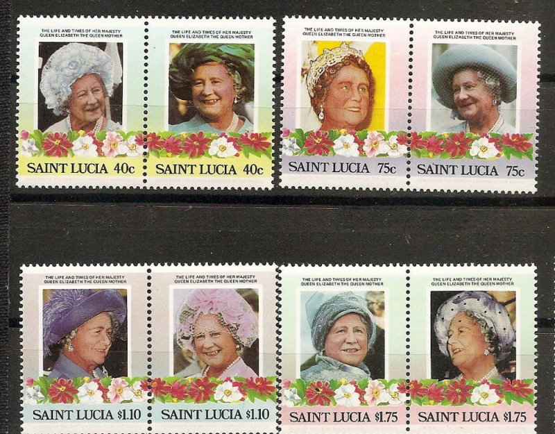 St. Lucia MNH Pairs 782-5 Life & Times Of QE II