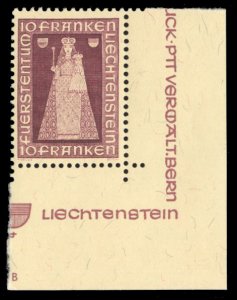 Liechtenstein #171 Cat$75, 1941 Madonna and Child, sheet margin single, never...