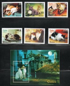 CUBA Sc# 4967-4973  CATS domestic felines CPL SET of 6  2009 MNH