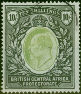 B.C.A Nyasaland 1903 10s Grey-Green & Black SG65 Fine Used (2)