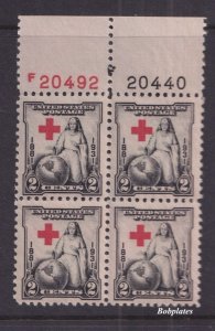 BOBPLATES US #702 Red Cross Top Plate Block F20440 F20492 F-VF MNH SCV= $3