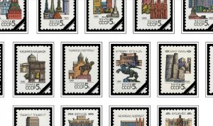 COLOR PRINTED RUSSIA 1984-1991 STAMP ALBUM PAGES (121 illustrated pages)