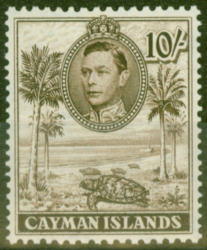 Cayman Islands 1938 10s Chocolate SG126 Very Fine MNH