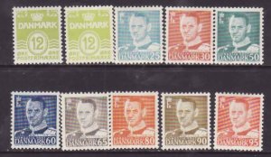 Denmark-Sc#333-41 inc. 333a-unused NH set-Definitives-1952-