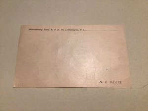 U. S. Minneakoning Farm Flemington N. J. 1907 postal card 67166