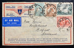 1931 Sydney Australia Experimental Return Flight Cover To Belfast Ireland 