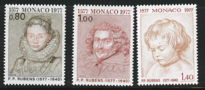 MONACO Scott 1064-66 MNH** 1977 Rubens Art stamp set