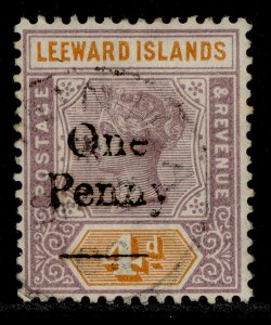 LEEWARD ISLANDS QV SG17, 1d on 4d dull mauve & orange, FINE USED. Cat £12. 