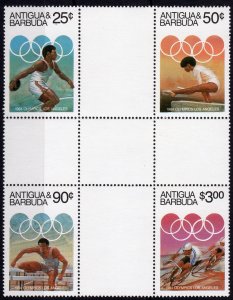 Antigua 1984 Sc#740/743 LOS ANGELES OLYMPICS 1984 CROSS BLOCK PERFORATED MNH