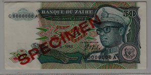Zaire P-32 xf banknote/ Specimen