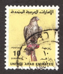 1990 United Arab Emirates Sc #311 - 10 Dirhams Falcon stamp - Used Cv$13