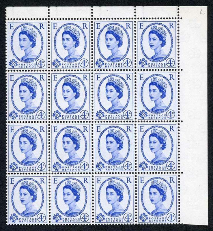 SG593 4d Ultramarine 2nd Graphite U/M Block 16