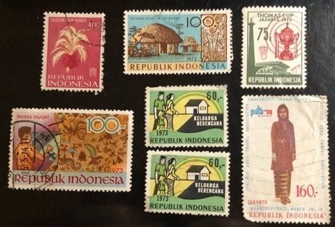 Indonesia Scott#766...775 Used Group of 7 F/VF to XF Cat. $6.20