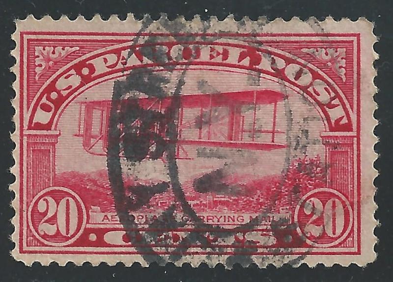 Q8 - 1913 20c Parcel Post Stamp - Airplane Carrying Mail - Mystic Stamp  Company