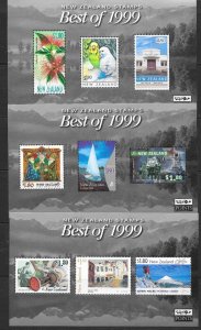 NEW ZEALAND 1999 SET OF 3 M/S FOR BEST OF 1999 MNH