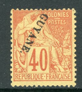 French Guiana 1892 French Colony 40¢ Red INVERTED Scott #28a Mint E46