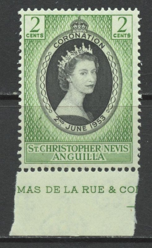 St Kitts-Nevis Scott 119 Unused HOG - 1953 Coronation Issue - SCV $0.35
