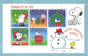 GIBRALTAR, SCOTT #890-94,  MNH SOUVENIR SHEET 2001 SANTA SNOOPY