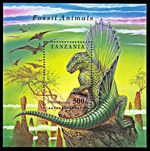 Tanzania 1224, MNH, Dimetrodon Prehistoric Animal souvenir sheet