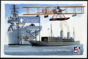 Gibraltar 1189 sheet,MNH. Naval Aviation,centenary,2009.Short 184 and ships.