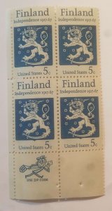 US #  1334 BKL OF 4  FINLAND INDEPENDENCE  1917-67, MNH 