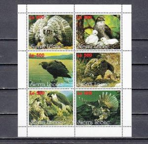 Sierra Leone, 1998 issue. Birds of Prey with Owls sheet of 6