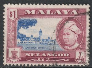 Malaya Selangor Scott 110 - SG125, 1957 Sultan $1 used