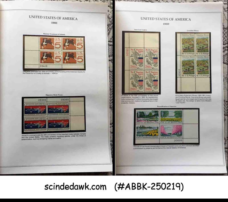 UNITED STATES 1965-1969 COMMEMORATIVE STAMPS COMPLETE BLK OF 4 MNH