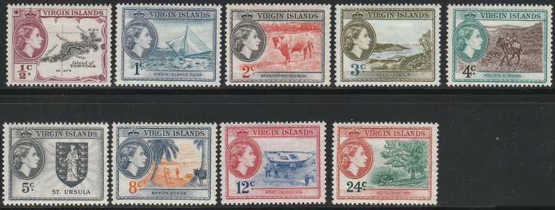 British Virgin Islands, #115-123  MH From 1956,  CV-$8.60,   short set