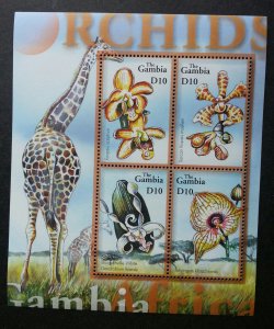 *FREE SHIP Gambia Orchids Of Africa 2006 Giraffe Flower Flora Plant (ms) MNH
