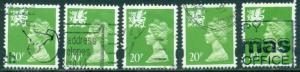 GREAT BRITAIN WALES SG-W72, SCOTT#  WMMH-59, USED, 5 STAMPS, GREAT PRICE