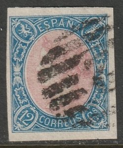 Spain 1865 Sc 69 used grill 2 (Barcelona) cancel