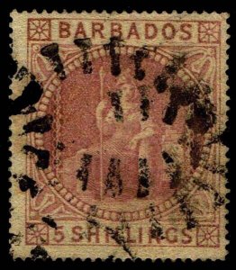 1873 Barbados #43 Britannia Watermark 5 - Used - VF/XF - CV$375.00 (ESP#4062)