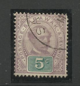 Sarawak 1888 Sg 12, 5c Purple & Green, Fine used. [C/W 424]