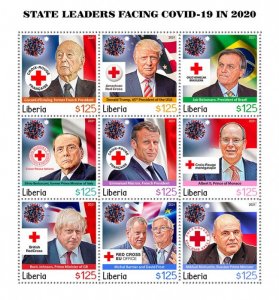 LIBERIA- 2021 - State Leaders in COVID-19 - Perf 9v Sheet - Mint Never Hinged