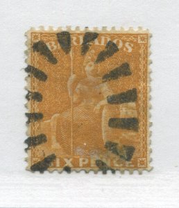 Barbados 1870 6d orange used