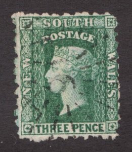 1891 New South Wales, Australia Sc# 90, Three Pence, QV, Green. Used Cv$50