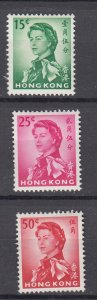 J39952, JL Stamps 1962 hong kong mh #205,207,210 queen