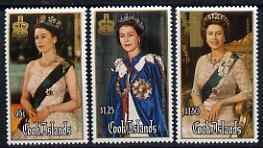 COOK ISLANDS - 1986 - Q. Elizabeth, 60th Birthday -Perf 3v Set-Mint Never Hinged