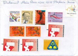 Switzerland Registered Cover February 26, 1907 - many stamps mostly from 1990's