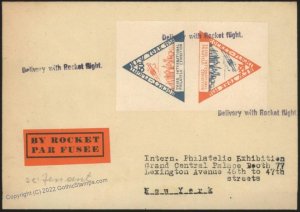 USA Canada 1936 New York Philatelic Exhibition Se-Tenant Rocket Mail Cov G109340