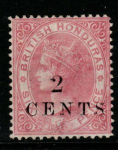 BRITISH HONDURAS SG25 1888 2c on 6c ROSE MTD MINT 